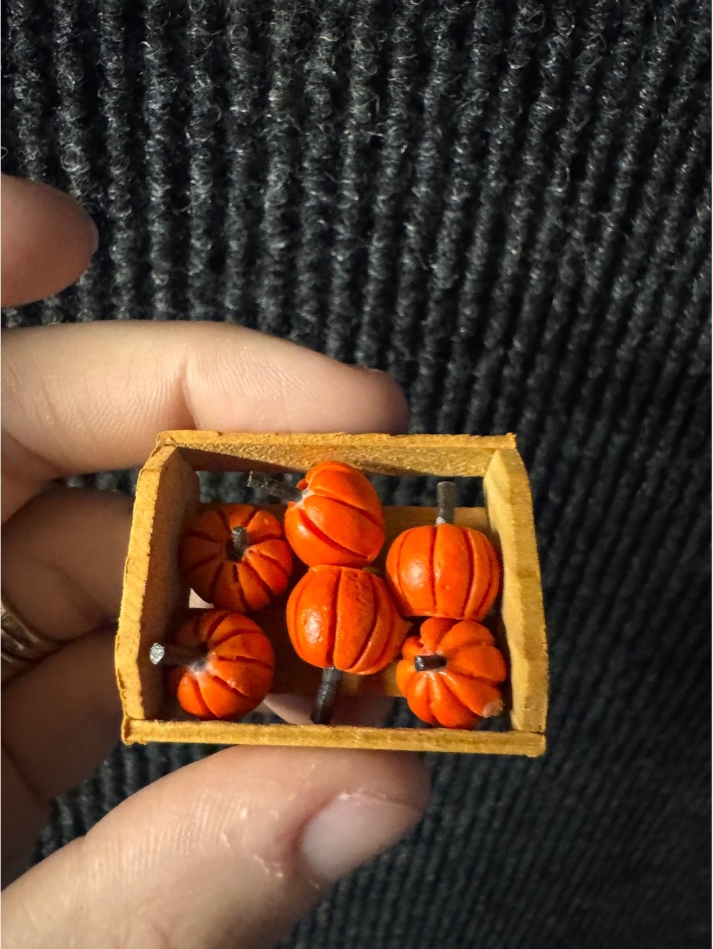 Miniature Wooden Crate with Tiny Decorative Pumpkins